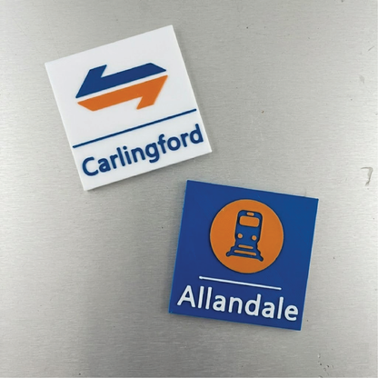 CityRail Square Sign Magnets Personalised | Old-Style Sydney Train Sign | PREORDER FOR MID-JULY